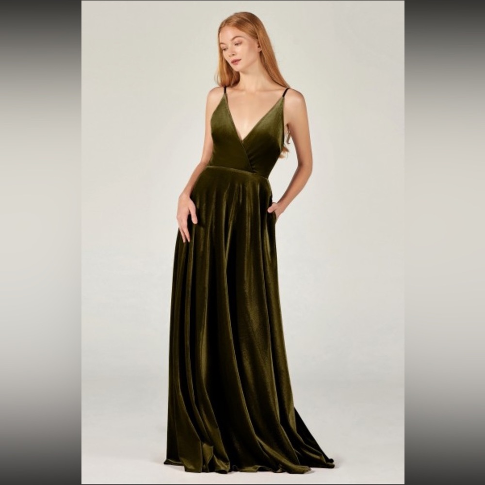 SOLD Olive Green Velvet Bridesmaid Dress Cocomelody